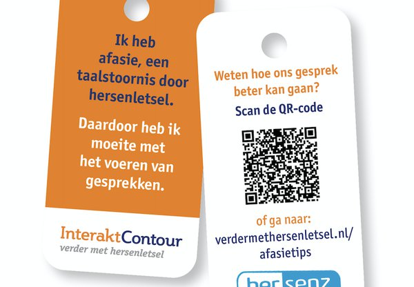 De afasiesleutelhanger van InteraktContour is speciaal ontwikkeld voor mensen met afasie. Zo kun je makkelijke reen gesprek voeren