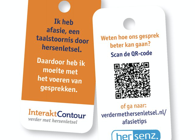 De afasiesleutelhanger van InteraktContour is speciaal ontwikkeld voor mensen met afasie. Zo kun je makkelijke reen gesprek voeren